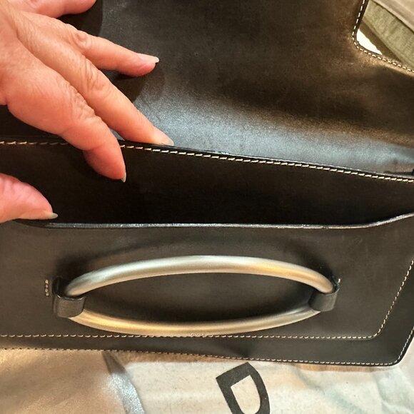 DKNY Black Nappa Leather Clutch Bag w/Brushed Nickel Hardware - Picture 11 of 12